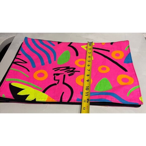 Kemp & Beatley Neon Placemats Set 4 Vintage 80s Abstract Art Deco 17x12 USA - Picture 5 of 9